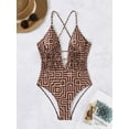thumbnail image 4 of Spring Women'S Plaid Printed One-piece Swimsuit, Backless Sexy Bow Tie, Spring Summer Indoor Outdoor Swimwear, 4 of 9