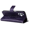 thumbnail image 6 of Allytechgroup for iPhone 16 Case Wallet, Sunflower Embossed PU Leather Flip Cover Stand Hand Strap Shockproof Stylish Cards Slots Phone Case for iPhone 16, Purple, 6 of 6