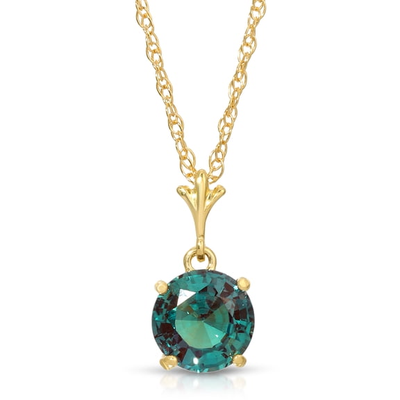 Galaxy Gold Size 18 inch 14K Solid Yellow Gold Necklace With Lab. Grown Round Shape Alexandrite Grade AAA