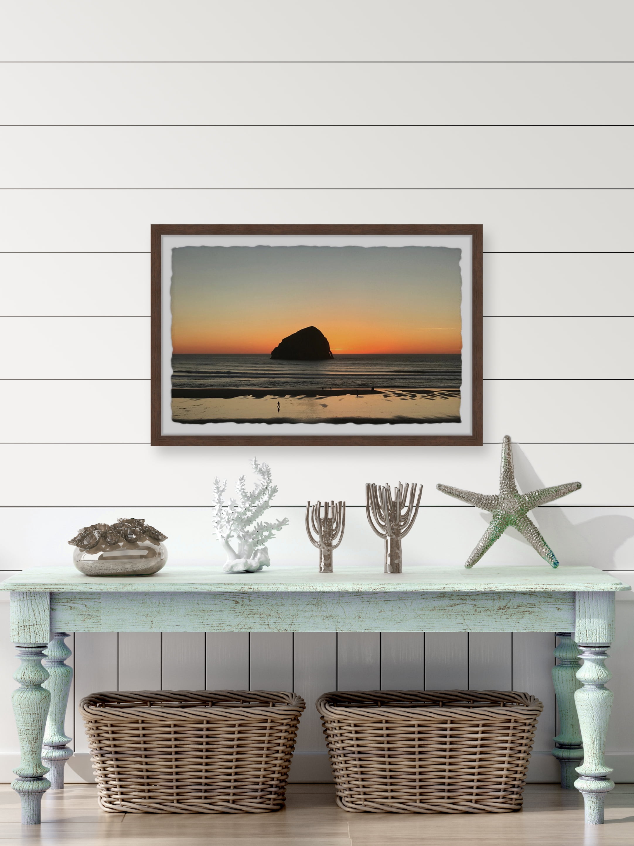 Marmont Hill Dawn Behind the Rock Framed Wall Art, 1.50" x 36.00"