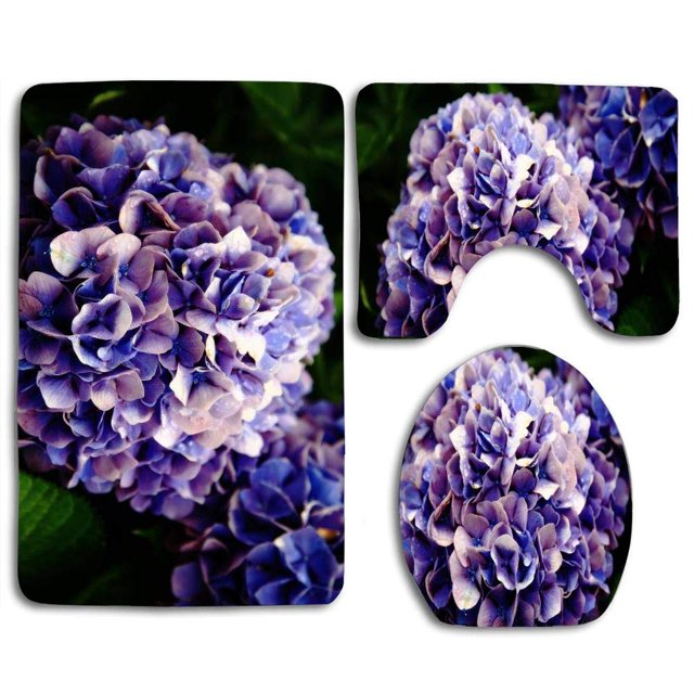 ABPHQTO Flores Portugal Azules Juego de alfombras de baño de 3 piezas Alfombra de baño Alfombra de contorno y tapa de inodoro ABPHQTO Cont-CHAPPLE-17754