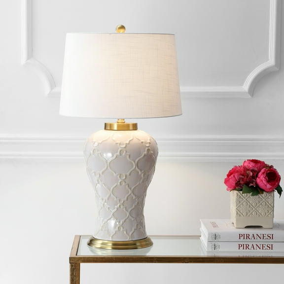 JONATHAN Y Arthur 29" Ceramic LED Table Lamp, Cream, JYL4024A