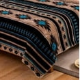 thumbnail image 4 of Linen Mart Southwest Aztec Sherpa Borrego Fleece Blanket - 3 Piece Set (Tan, King), 4 of 4