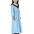 thumbnail image 6 of Xihbxyly Dress Girls Muslim Long Dress Medium Big Girls Long Sleeve V Neck Colorblock Dress, 6 of 7
