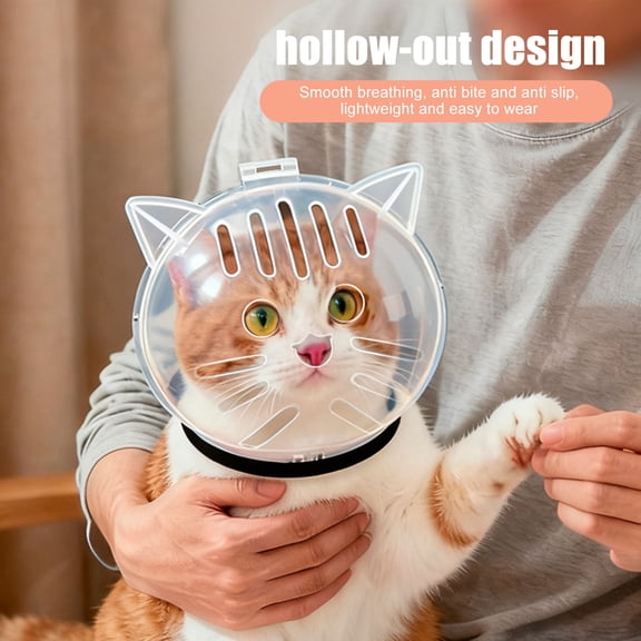 mdesiwst Cat Bubble Muzzle Transparent Breathable Kitten Hood Bite Prevention Pet Helmet for Cats Grooming Bathing Nail Trimming Safely