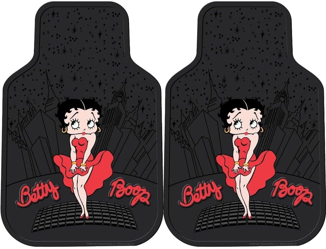 4PC Front & Rear Rubber Floor Mats Set - Betty Boop - NY New York City Sky Line