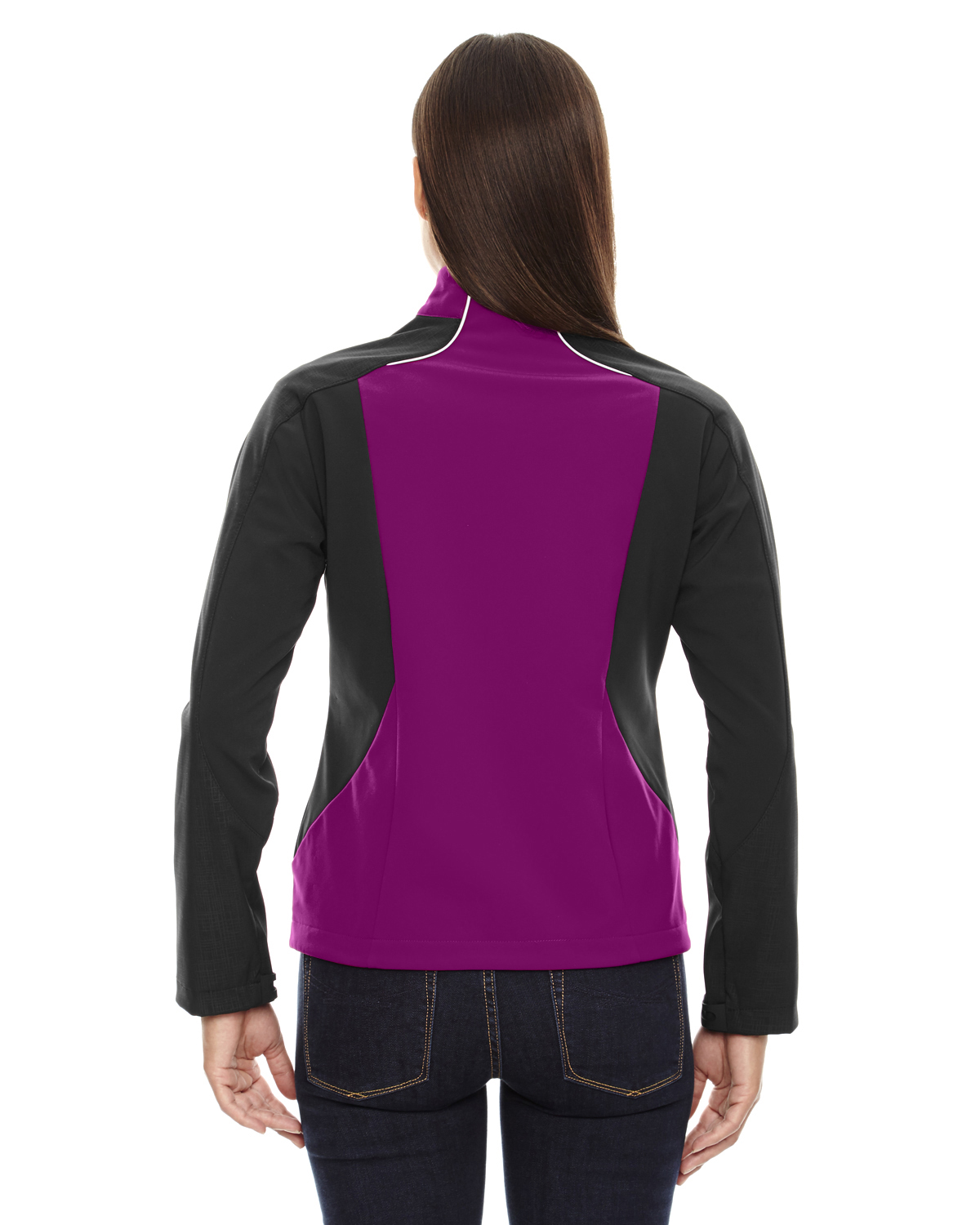 The Ash City - North End Ladies' Terrain Colorblock Soft Shell with Embossed Print - RASPBERRY 455 - S - image 2 of 2