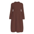 thumbnail image 1 of MIASHUI Robe Chandail en Tricot Élégante pour Filles à Manches Longues Douce Confortable Mi-Longue Tenue Décontractée de Fête au Design Classique Brun, 4-5 Ans, 1 of 6