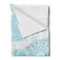 thumbnail image 2 of Vintage Blue Soft Flannel Fleece Throw Blanket, Lace Inspired Oriental Design with Watercolor Brush Strokes Pattern, Cozy Plush for Indoor and Outdoor Use, 60" x 80", Blue and Baby Blue, by Ambesonne, 2 of 5