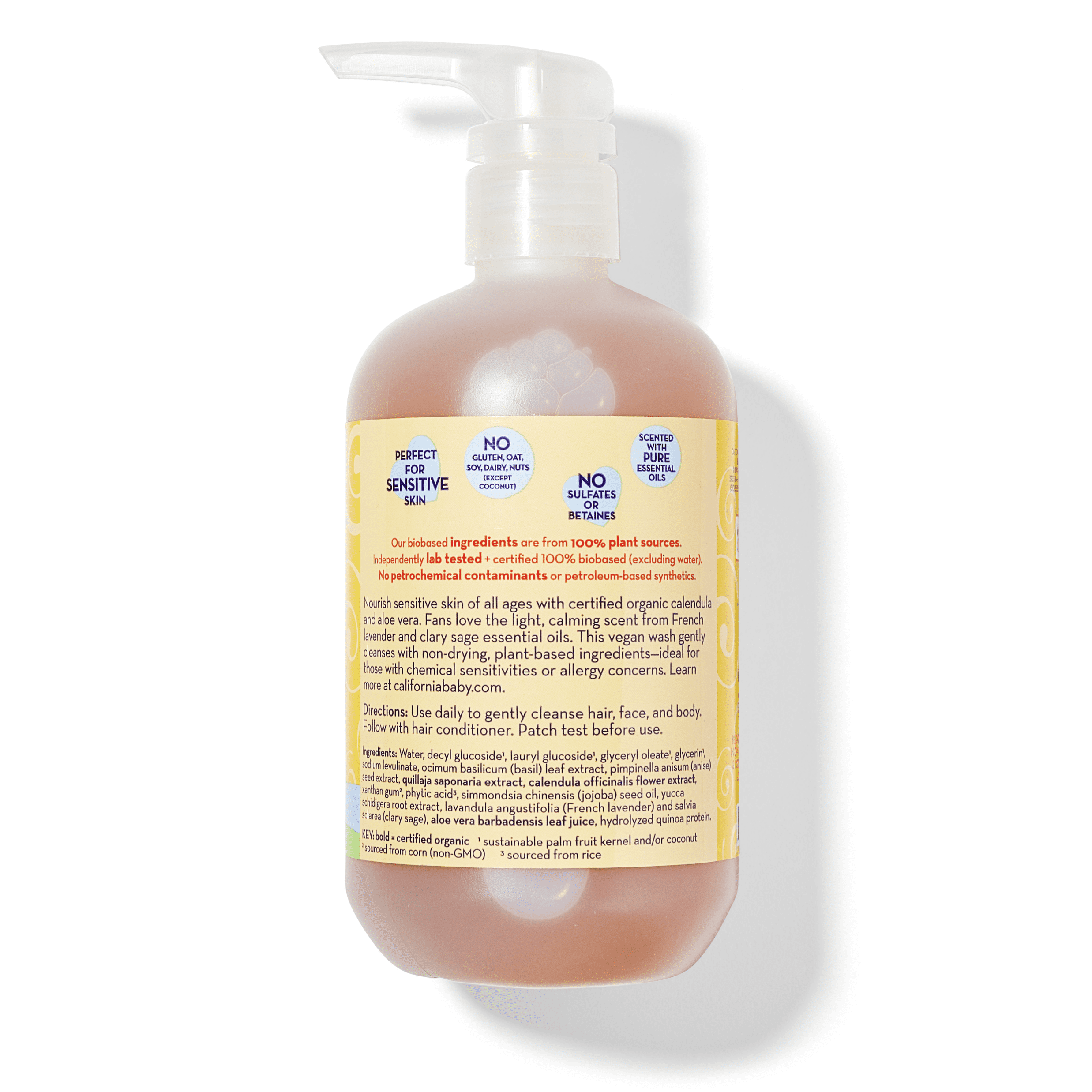 California Baby Calendula Baby Shampoo + Baby Wash | 100% Plant-Based | Soothing Lavender Body Wash For Sensitive Skin | Hypoallergenic | 562mL / 19oz