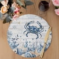 thumbnail image 3 of Blue Crab Coastal Round 13 Inch Placemats Set of 4, Beach Starfish Nautical Coral Retro HeatResistant Non Slip Place Mats for Dining Table, Wipeable Braided Kitchen Table Mats for Housewarming, 3 of 9