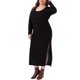 thumbnail image 4 of Vestidos de Talla Grande para Mujeres Agnes Orinda para el Día de San Patricio, Vestido Maxi Casual de Punto Acanalado con Abertura Lateral y Cuello Redondo de Manga Larga, 2X Negro, 4 of 5