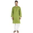 thumbnail image 1 of Atasi Ensemble Kurta Indien 2 Pcs pour Hommes Col Henley Décontracté Long Kurta, 1 of 7