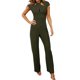 thumbnail image 4 of Gibobby pantalones holgados de oficina Mono casual de cintura alta para mujer con diseño de corte anudado y manga corta(Verdinegro， L), 4 of 5