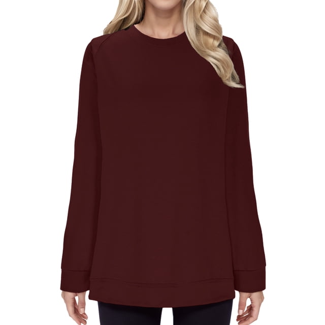 aidice Chandails d'Automne pour Femmes Col Rond Manches Longues Hauts Basiques Chandail Ample Confortable Blouses Décontractées