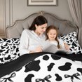 thumbnail image 4 of meiyoeat Black Cow Print Full Size Comforter Sets,Princess Ribbon Bows Bedding Comforter Set,Black Reversible,3-Piece,1 Comforter and 2 Pillowcases, 4 of 7