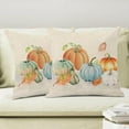 thumbnail image 3 of Fall Pillow Covers 18x18 Set of 2 Colorful Pumpkins and Fallen Leaves Decorative Throw Pillow Outdoor Linen Square Thanksgiving Autumn Farm Cushion Cover Decor for Home Couch Sofa, 3 of 6