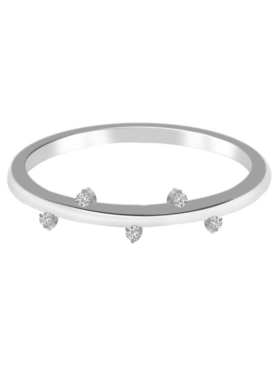 Five Stone Diamond Ring, Upside Down Style Diamond Engagement Ring, Minimalist Diamond Wedding Ring, 14K White Gold Plated, 1.5 Ct Simulated Diamond, Everyday Wear Ring For Women
