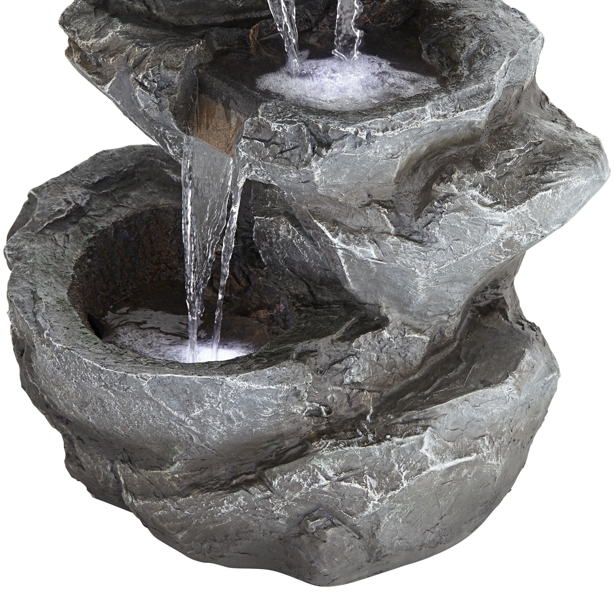 Five Bowl 40 1/2" High Large Zen Modern Indoor Outdoor Decor Gray Resin Floor Fountain with Light LED Garden
