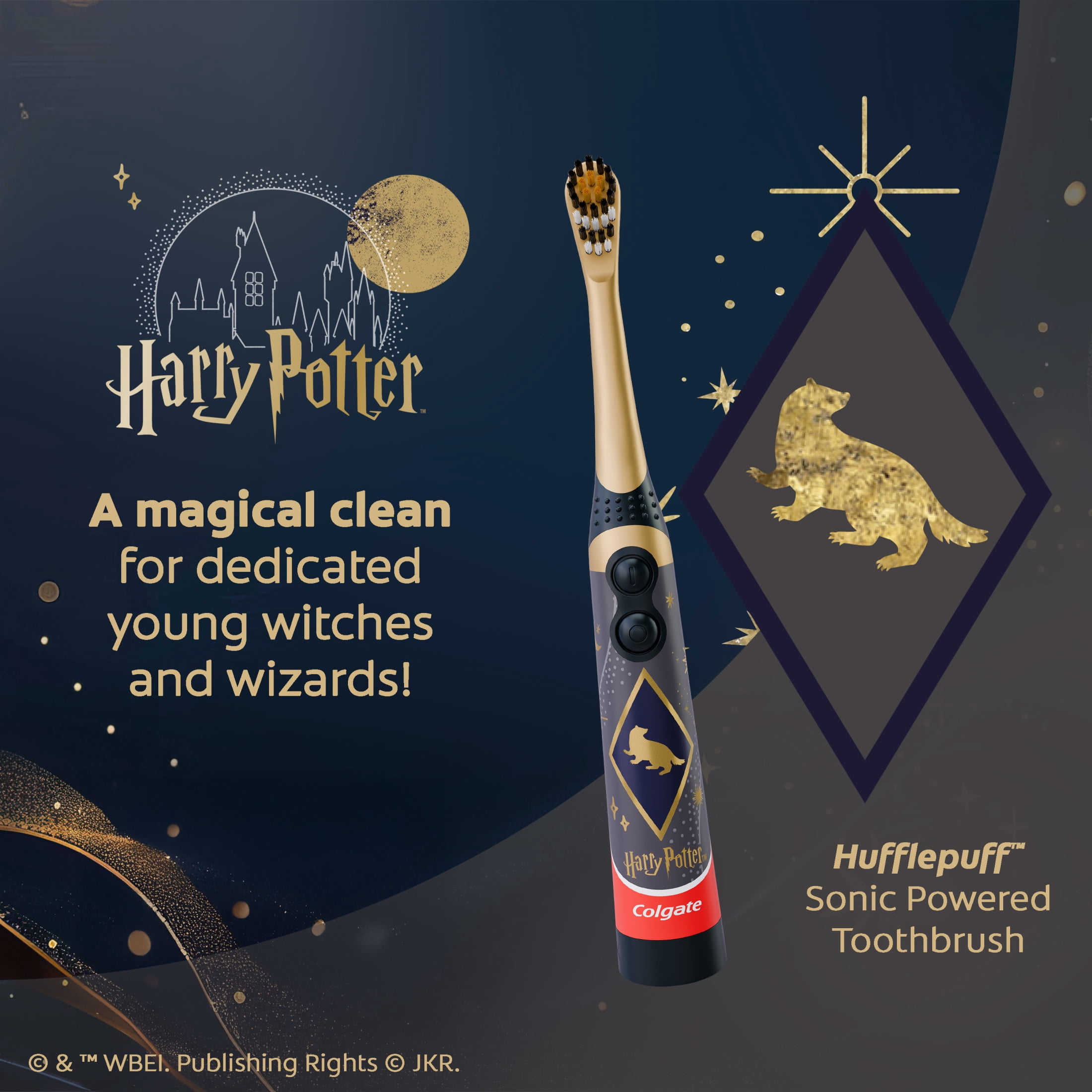 Colgate Harry Potter Hufflepuff Kids Battery Toothbrush, Extra Soft, 1 Pack