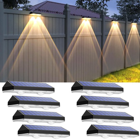 Luces solares para vallas LIANGLOME 2700/4000/6000 K, 3 modos, paquete de 8