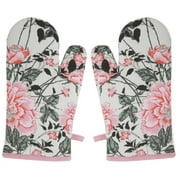 Vintage Floral Oven Mitt 2 Piece Set, Palm Springs Pink by Drew Barrymore Flower Home