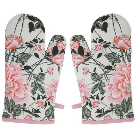 Vintage Floral Oven Mitt 2 Piece Set, Palm Springs Pink by Drew Barrymore Flower Home