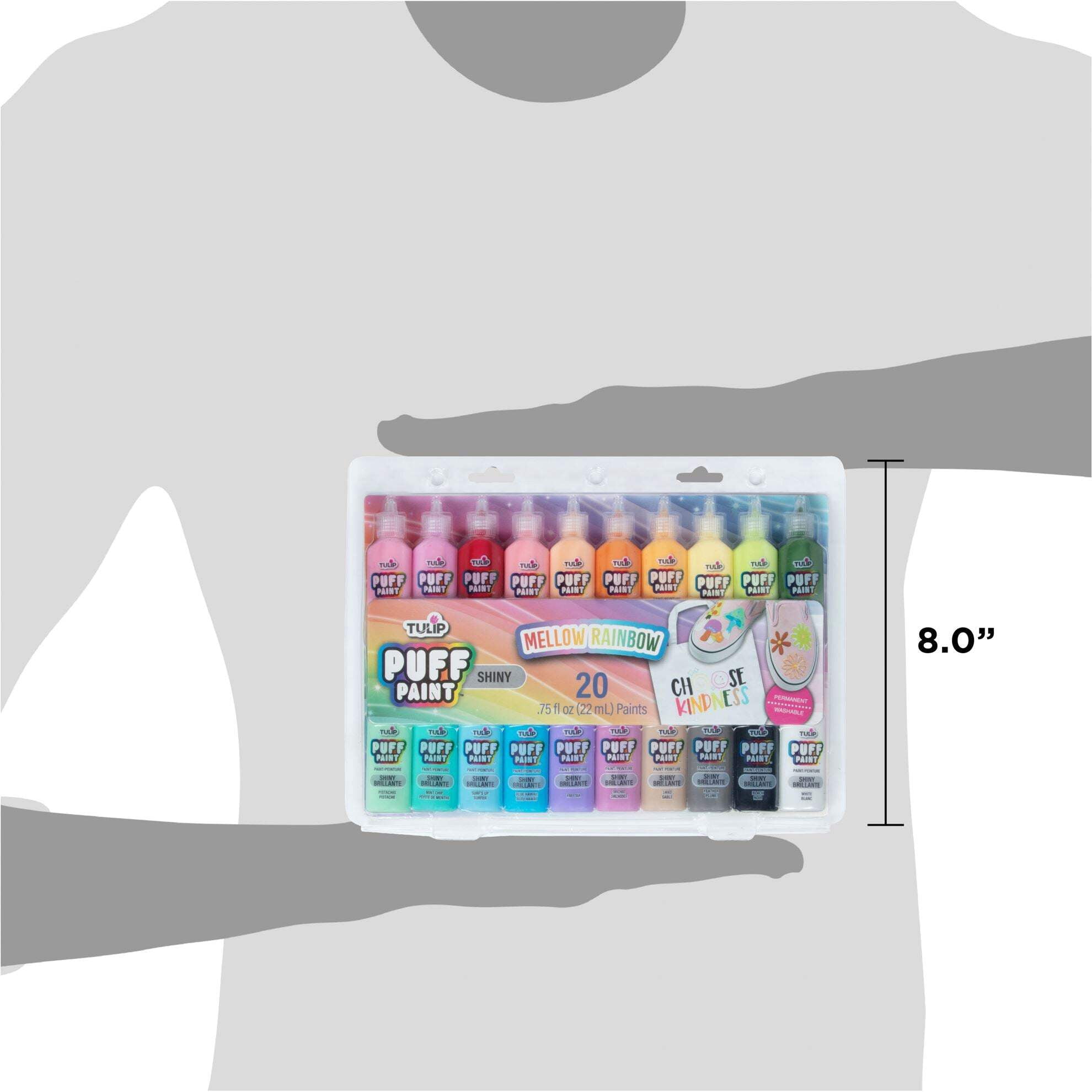 Tulip Puff Paint 20pk Mellow Rainbow, Pastel Colors in .75 fl oz Bottles