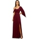 thumbnail image 1 of Vestidos de dama de honor con tirantes finos personalizados, volantes y hombros descubiertos, vestidos de noche formales largos de gasa fruncidos con abertura lateral, 1 of 5