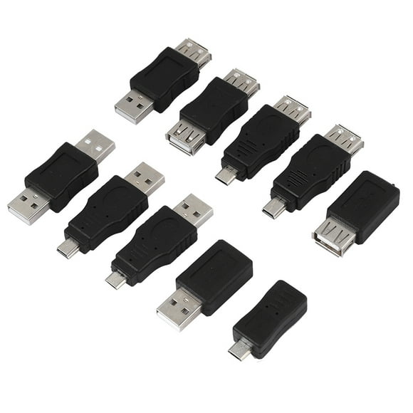 ZOUSSIQI 10PCS USB 2.0 Adapter USB 2.0 Male to Female Adapter Micro USB Male to Mini USB Female EL225#63568