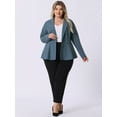 thumbnail image 3 of DARING DIVA Women's Plus Peplum Notch Panel Collar Casual Blazers Grey Blue 1X, 3 of 6