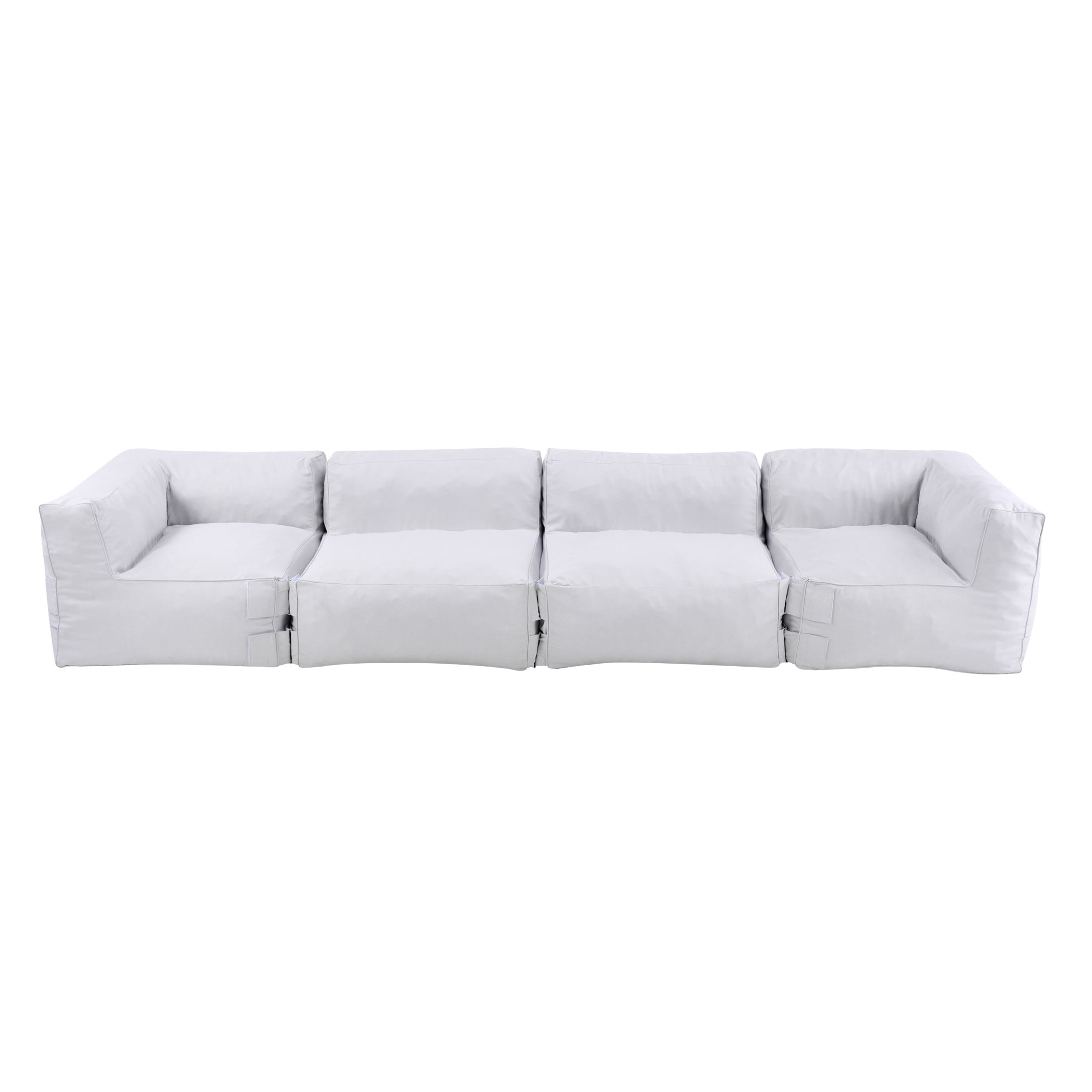 Christopher Knight Home 4-Piece Outdoor Bean Bag Sofa, Armless and Corner Chairs, Foam Fill, Light Gray