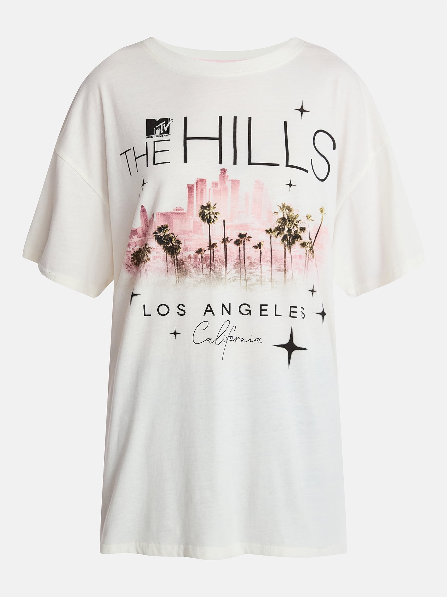 The Hills Women's Oversized Graphic Tee with Short Sleeves, Sizes