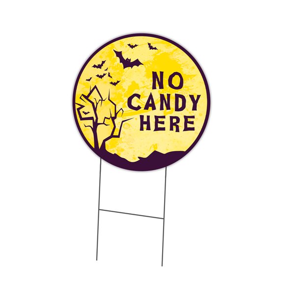 SignMission Corrugated Plastic Sign With Double Sided Image 24" Circular - No Candy Here | Coroplast Yard Sign With Stake |  Made in the USA