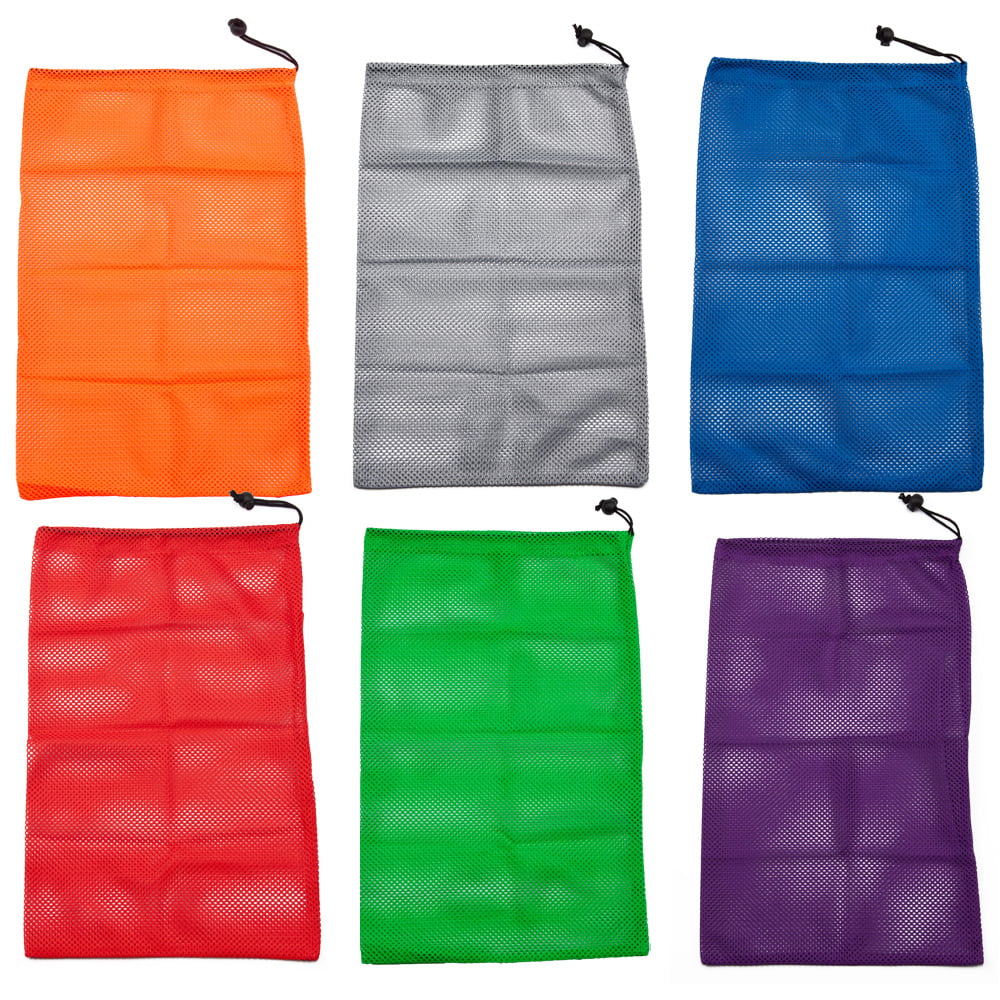 7 Colors Available 18 x 11.5 Heavy-Duty Drawstring Sports Ball Equipment Mesh Bag 