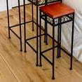 thumbnail image 6 of Country Style Accent Tables, Set of 3, Plant Stands, Wood Tops, Slim Line, Rust Resistant Black Metal Bases, 30, 26, and 22 Inches Tall, 6 of 10