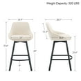 thumbnail image 4 of Zesthouse 25.6" Swivel Counter Height Bar Stools Set of 2, Modern Counter Height Chairs with Backs and Metal Legs, Upholstered Linen Barstools for Kitchen Island, Beige, 4 of 11