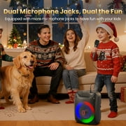 JYX Bluetooth Speaker with Microphone, Portable Party Speaker with LED Light for Outdoor, D18