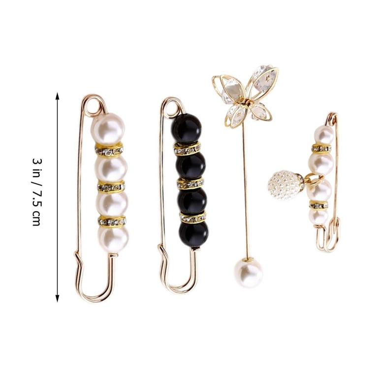 1/5pcs Pearl Brooch Pin, Pearl Decorative Safey Pin for Clothes Decoration and Loose Pants Fix,Temu