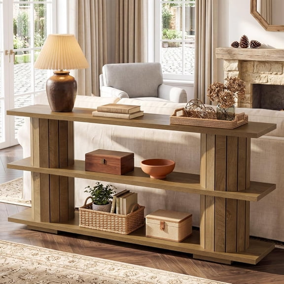 Tribesigns 62.9-Inch Console Table with Storage, 3-Tier Long Narrow Entryway Sofa Table for Living Room Hallway Entrance