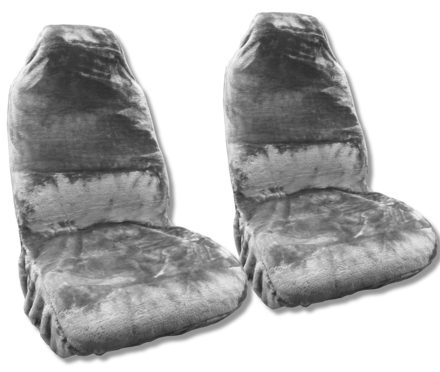 Synth Sheepskin Seat Cover Pair GRAY PLUSH Fleece For ...