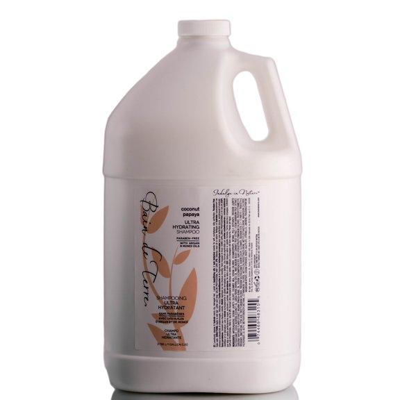 128 oz , Bain de Terre Coconut Papaya Ultra Hydrating Shampoo, hair scalp beauty - Pack of 1 w/ Sleek 3-in-1 Comb/Brush