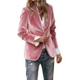thumbnail image 2 of UQJfacai Velvet Blazer Women Business Casual Notch Collar Suit Jacket Fall Winter Long Sleeve One Button Work Office Blazers S-XXL, 2 of 8