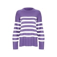 thumbnail image 3 of Gibobby Suéter de Cuello Redondo para Mujer, Suéter de manga larga suave al tacto para mujer, cuello redondo, ajuste clásico(Morado,XG), 3 of 5