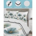 thumbnail image 3 of Quilts Queen Size Bedding Set, Blue Spring Floral Reversible Summer Quilt 3 Pieces, Summer Elegant Botanical Luxury Lightweight Bedspreads Coverlets with 2 Pillow Shams for All Seasons, 3 of 5