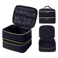 thumbnail image 1 of Estuche de maquillaje portátil de doble capa TANPADUAJI, negro, 1 of 7