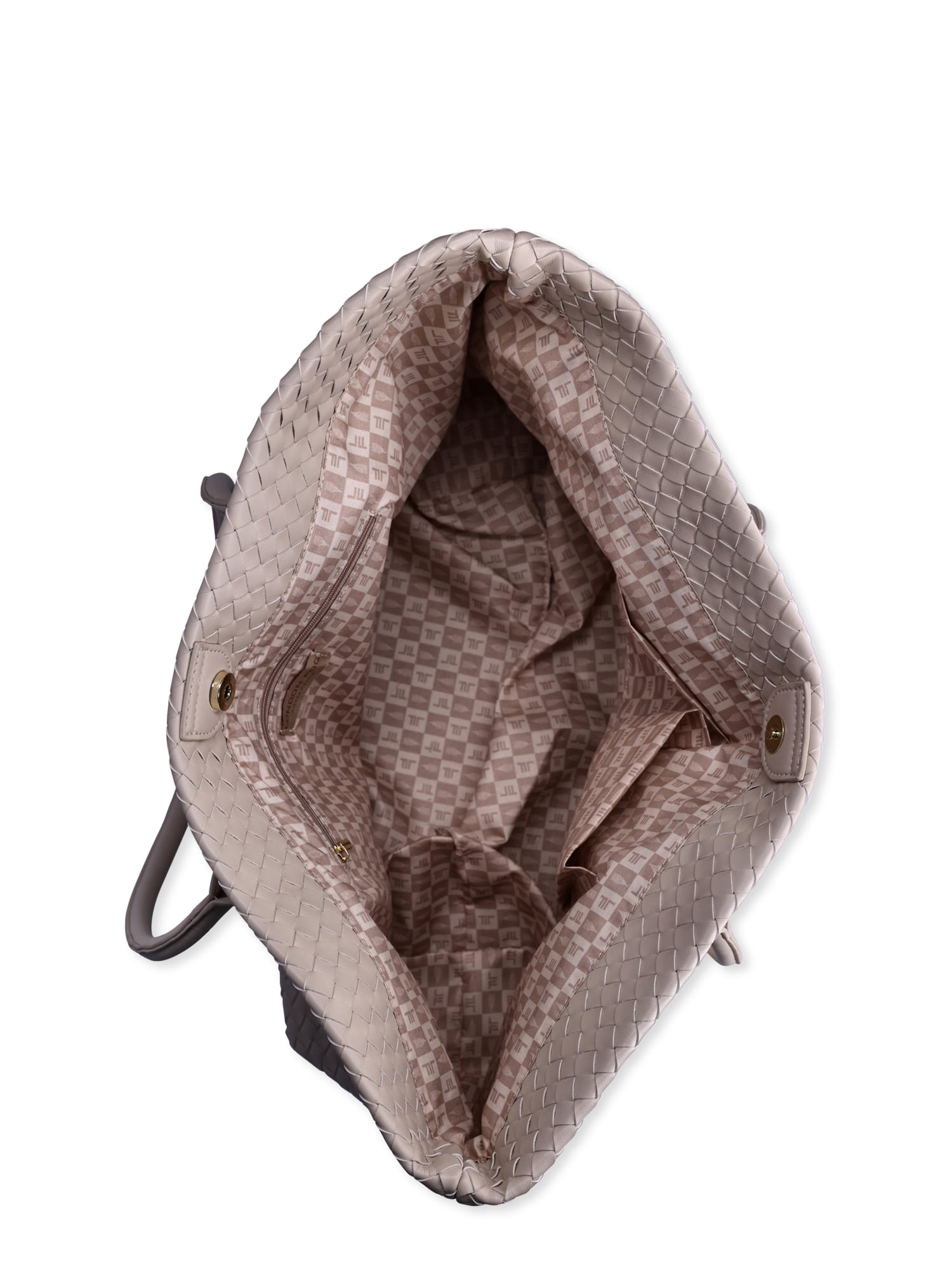 London Fog Women's Woven Tote With Pouch, White