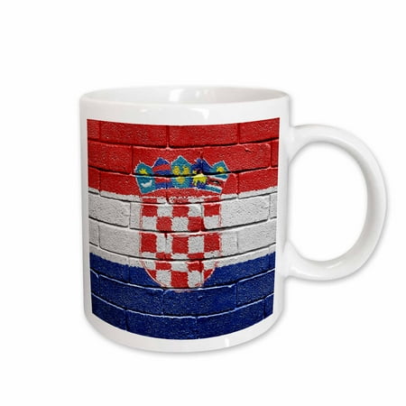 

3dRose National flag of Croatia painted onto a brick wall Croatian Ceramic Mug 11-ounce