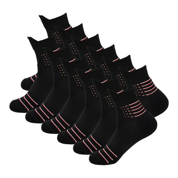 B&Q 12 Pairs Mens Ankle Mid Cut Quarter Crew Black Athletic Cotton Cushioned Running Casual Sports Basketball Hiking Socks