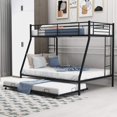 thumbnail image 1 of Designs Bunk Bed with Trundle, Metal Twin Over Full Bed Frame with Ladder, Safety Sturdy Guardrail for Kids, Teen, No Box Spring Needed (Black), 1 of 8